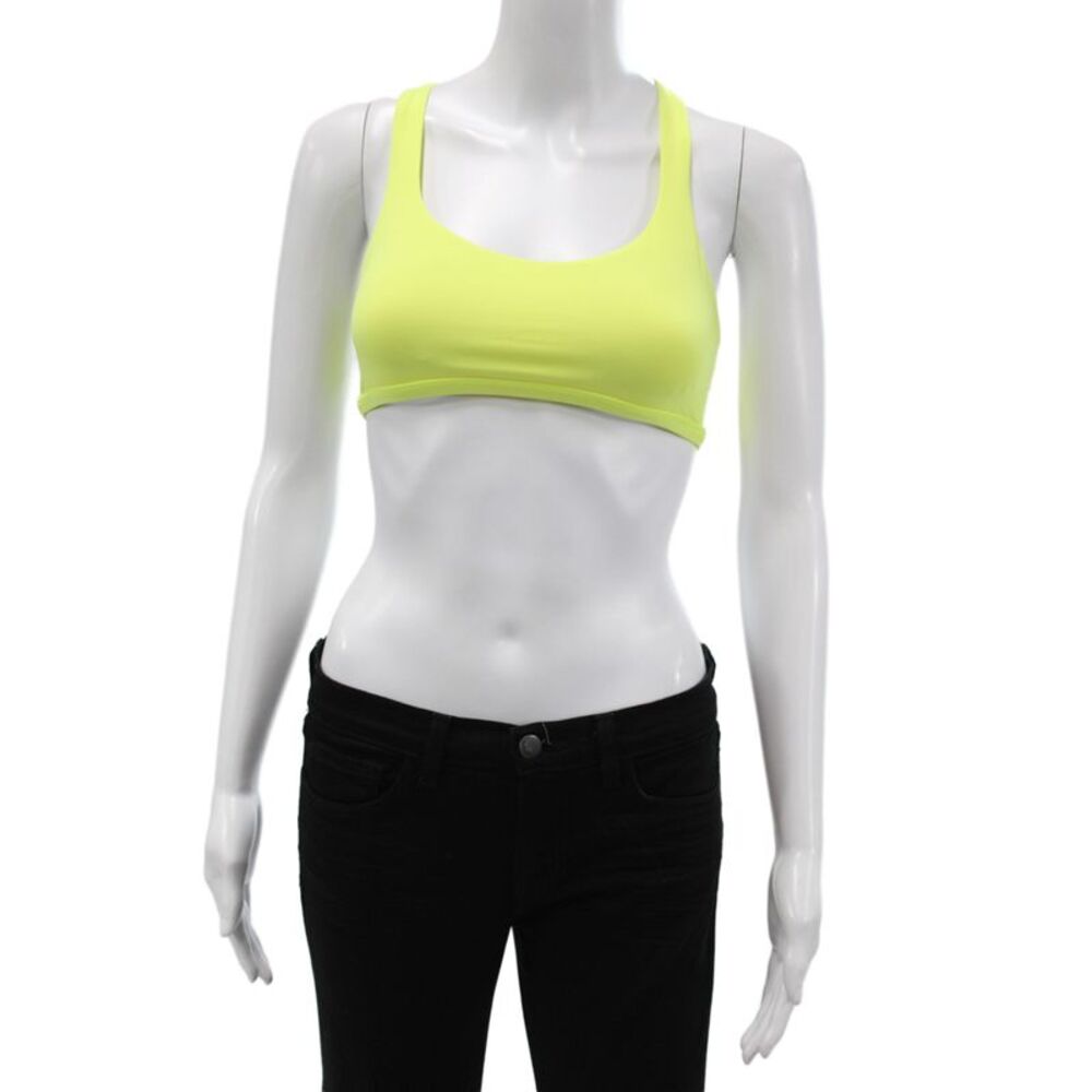 Lululemon Womens Strappy Back Stretch Knit Sports Bra Yellow Size 4